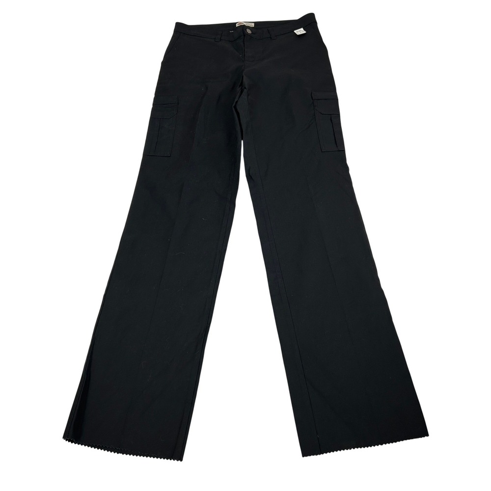 Dickies Women Black Cargo Work Pants Wide Leg Raw Hem Utility Streetwear 10x37 - Picture 1 of 11